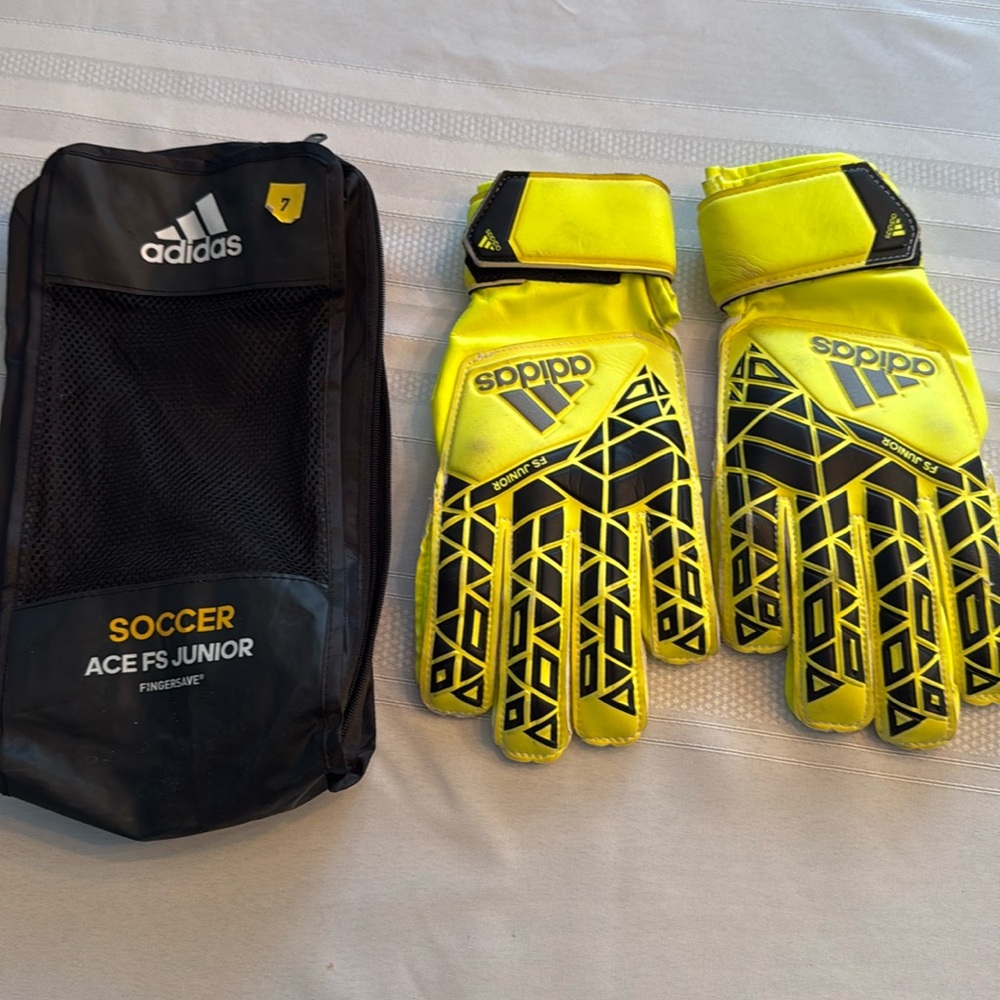 Lightly used adidas soccer goalie gloves